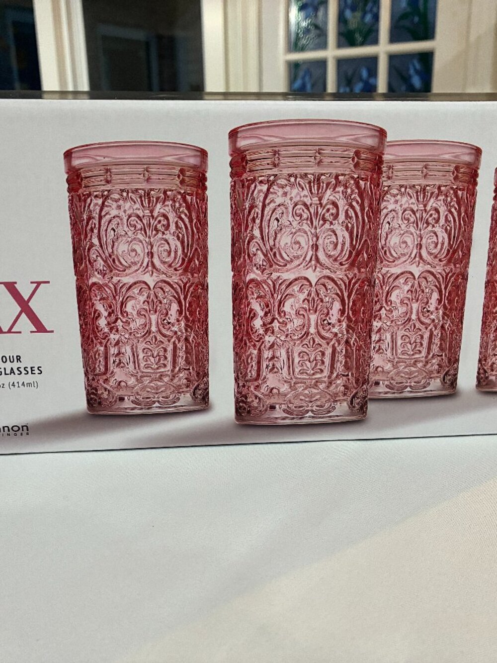 Box contains a set of four Jax Highball Glasses